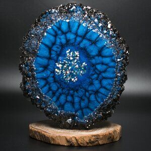 Blue Crackle Crystal Edge Vanity Tray | Perfume Tray | Candle Tray | Ring Tray
